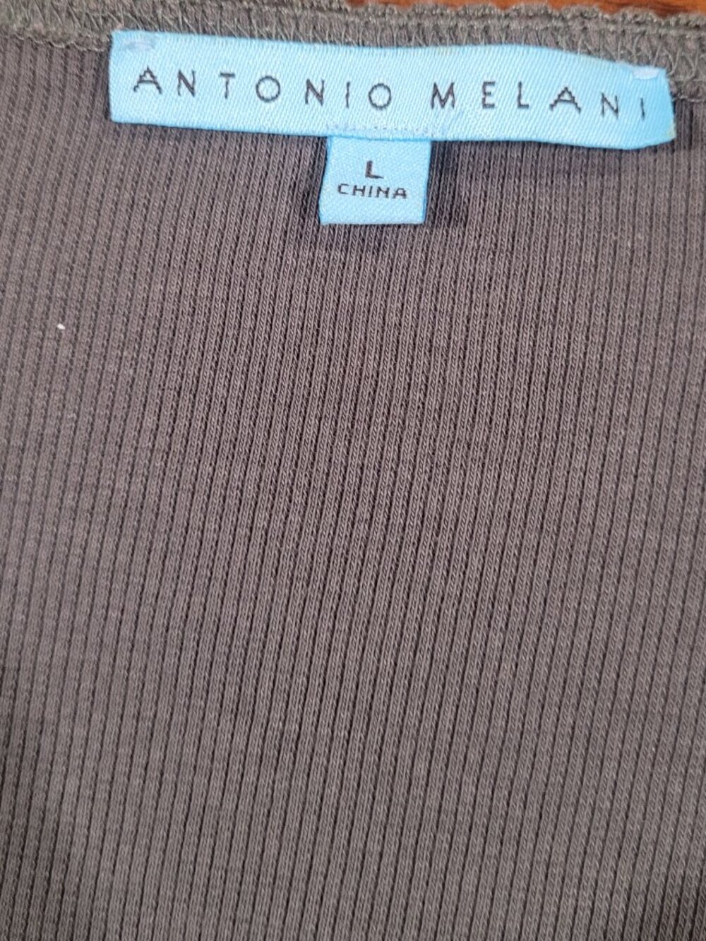 ANTONIO MELANI Large Dark Gray Long Sleeve Top, Very Elegant - Picture 5 of 6